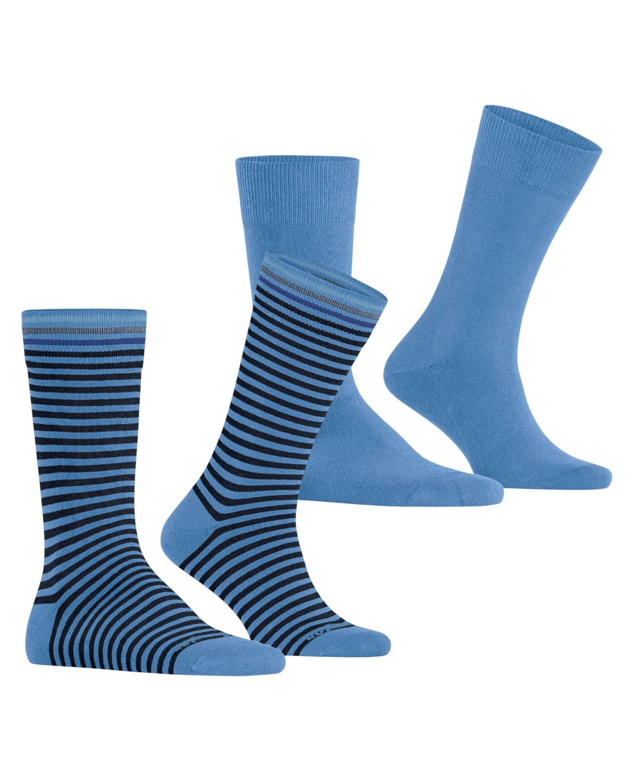 2-pack Burlington sokken heren, blauwe en gestreepte sok, katoenmix, comfortabel, onderhoudsvriendelijk, ideaal voor dagelijks gebruik.