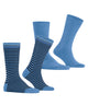 2-pack Burlington sokken heren, blauwe en gestreepte sok, katoenmix, comfortabel, onderhoudsvriendelijk, ideaal voor dagelijks gebruik.