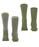 Burlington Everyday Stripe Sokken Heren 21087 7472 salvia, een 2-PACK met gestreepte en effen sokken van katoenmix.