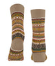 Burlington Fair Isle Delight Sokken Dames 27179 5038 camel met kleurrijk Noors motief en warme materiaalmix.