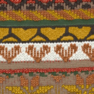 Detail van het Fair Isle-patroon van de Burlington Fair Isle Delight Sokken Dames 27179 5038 camel.