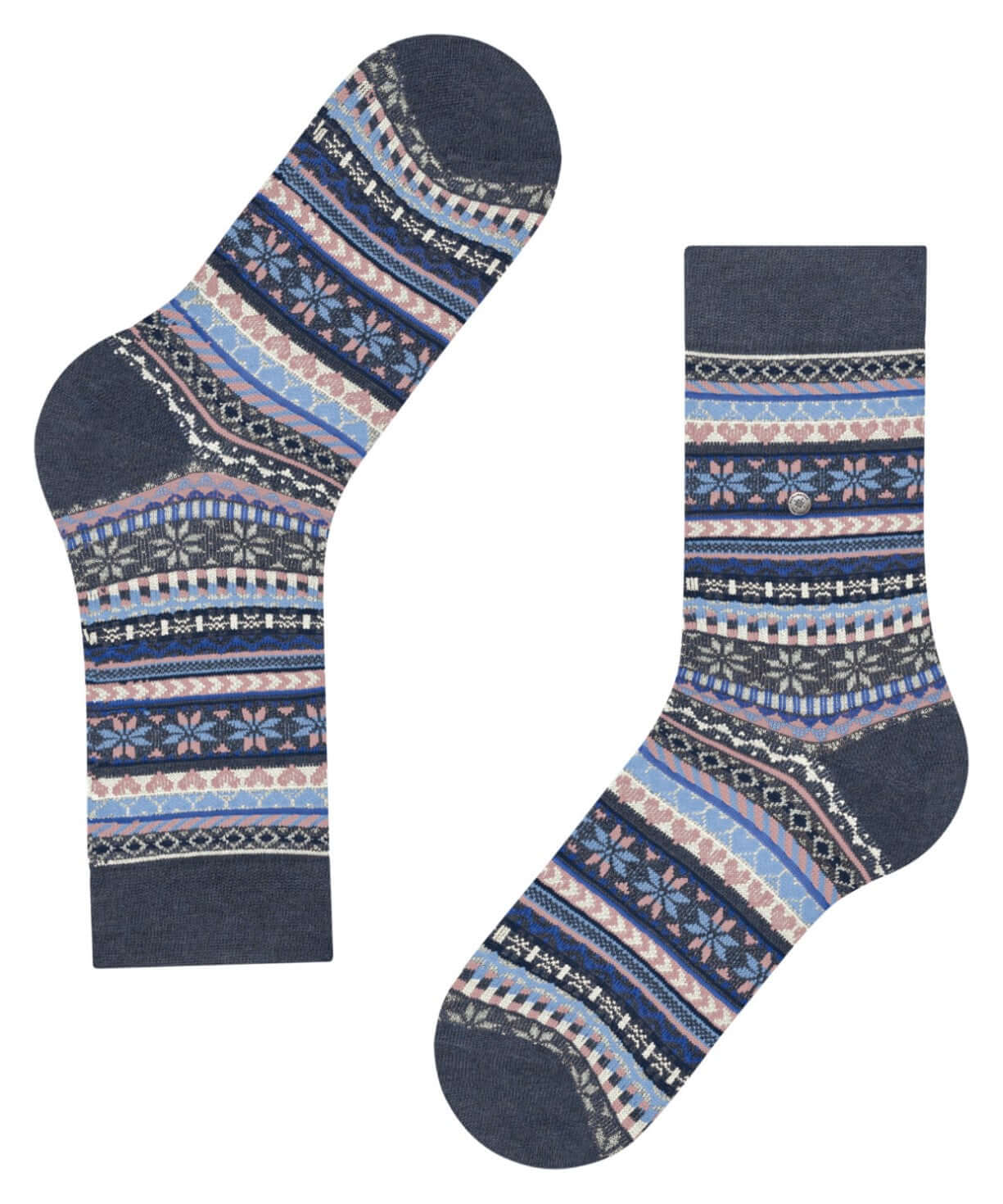 Burlington Fair Isle Delight Sokken Dames 27179 6688 dark blue mel. Winterse sokken met een kleurrijk Noors motief.