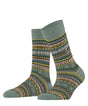 Burlington Fair Isle Delight Sokken Dames 27179 7068 sage met kleurrijk Noors motief en zachte materiaalmix.
