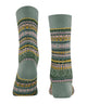 Burlington Fair Isle Delight Sokken Dames 27179 7068 sage met kleurrijk Noors motief en merinowol.