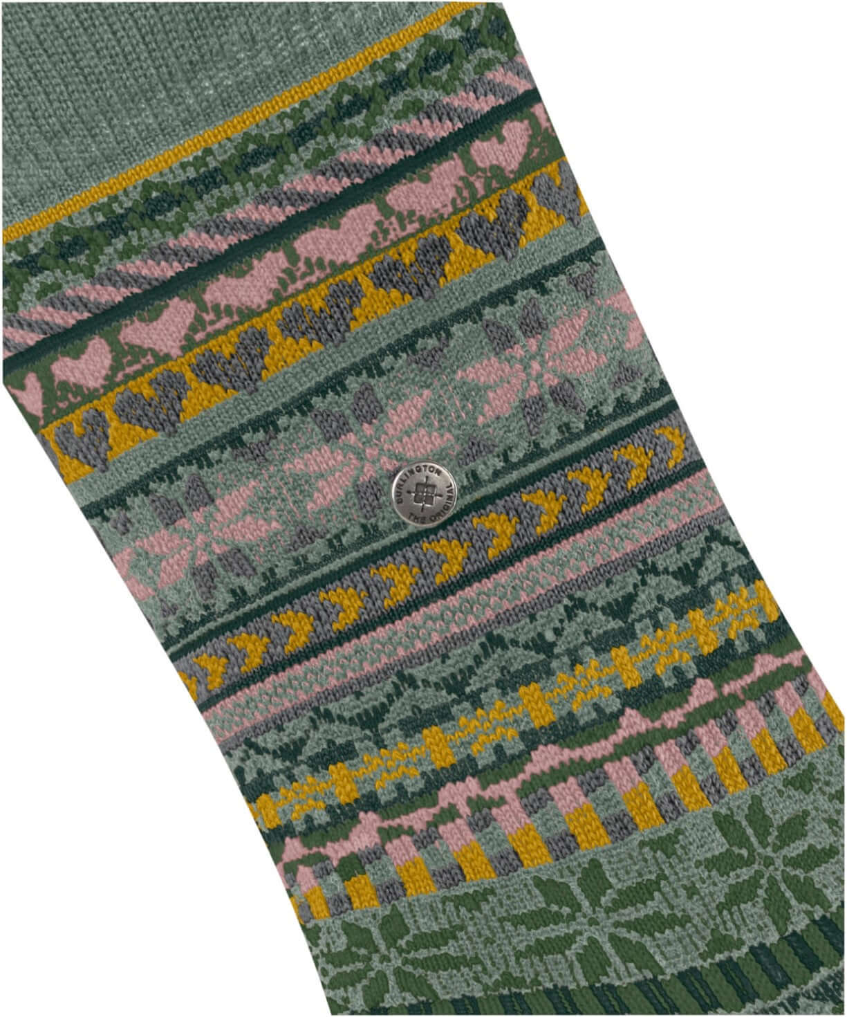 Burlington Fair Isle Delight Sokken Dames 27179 7068 sage met kleurrijk Noors motief en zacht materiaal.