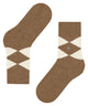 Burlington Huissokken Argyle Dames 22131 5078 almond met ruitpatroon in warme kleuren, ideaal voor thuis
