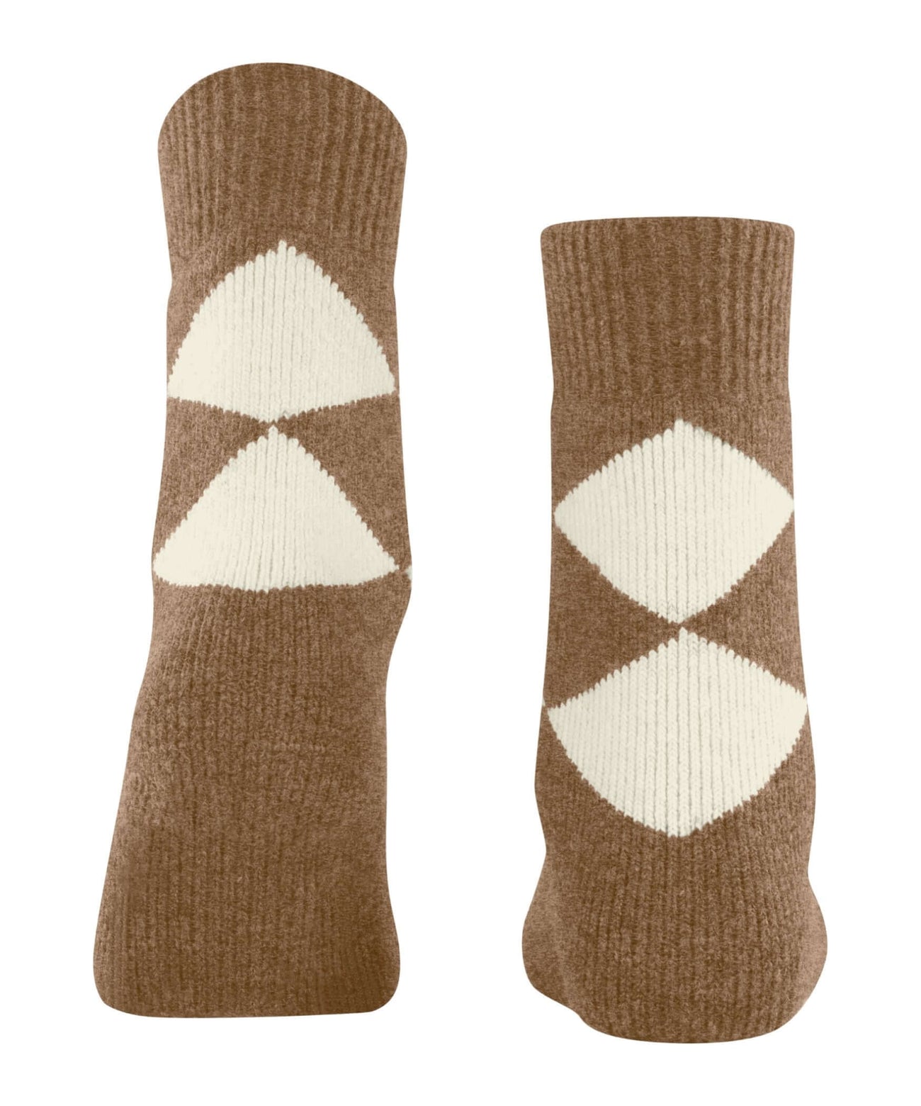 Burlington Huissokken Argyle Dames 22131 5078 almond met ruitpatroon voor extra comfort en stijl.