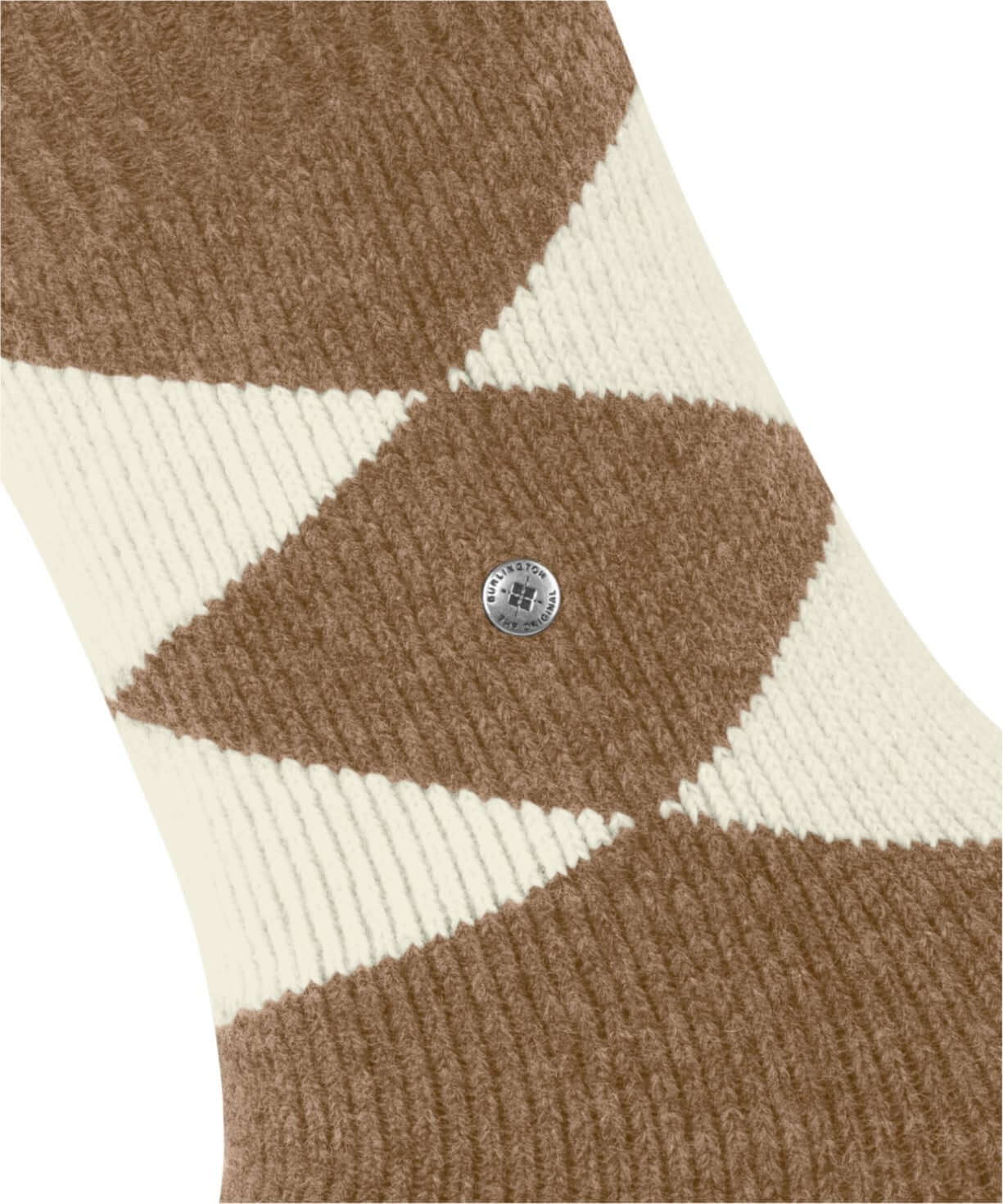 Burlington Huissokken Argyle Dames 22131 5078 almond met ruitpatroon en zachte wolmix.
