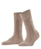 Burlington Kabel Tweed Boot Sokken Dames 27188 4063 beige mel. met kabelpatroon en comfortabele wolmix.