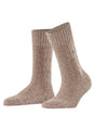 Burlington Kabel Tweed Boot Sokken Dames 27188 4063 beige mel. met kabelpatroon en comfortabele wolmix.