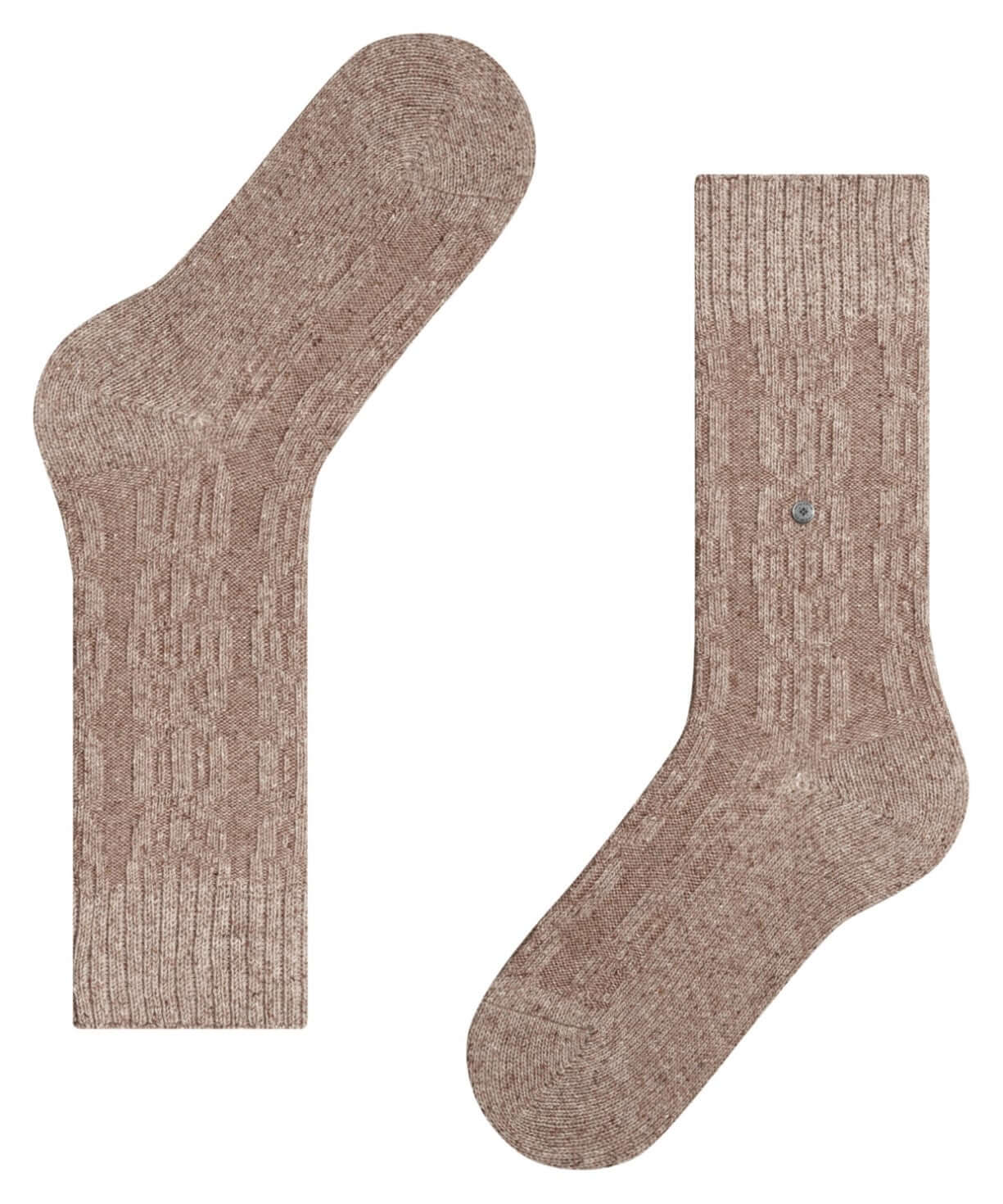 Burlington Kabel Tweed Boot Sokken Dames 27188 4063 beige mel., met klassiek kabelpatroon en gemêleerd design.