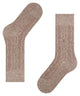 Burlington Kabel Tweed Boot Sokken Dames 27188 4063 beige mel., met klassiek kabelpatroon en gemêleerd design.