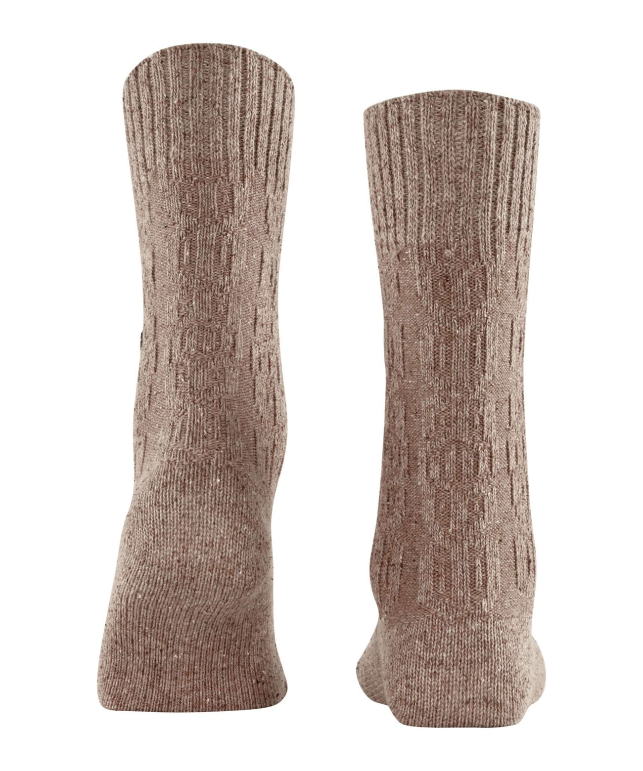 Burlington Kabel Tweed Boot Sokken Dames 27188 4063 beige mel. met kabelpatroon en trendy tweed-look.