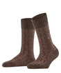 Burlington Kabel Tweed Boot Sokken Dames 27188 5880 autumn mel met kabelpatroon en tweed-look in bruin.