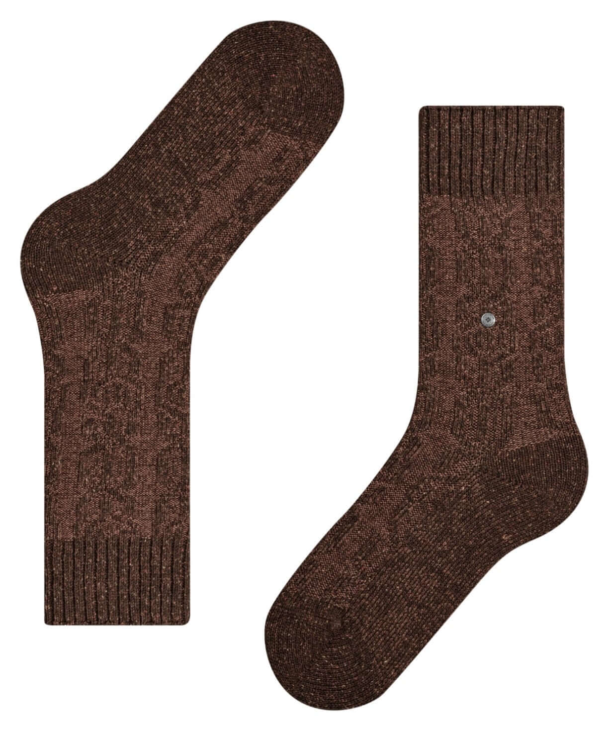 Burlington Kabel Tweed Boot Sokken Dames 27188 5880 autumn mel in bruin kabelpatroon, comfortabel en trendy.