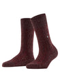 Burlington Kabel Tweed Boot Sokken Dames 27188 8546 winetasting in gemêleerd bordeauxkleurig ontwerp.