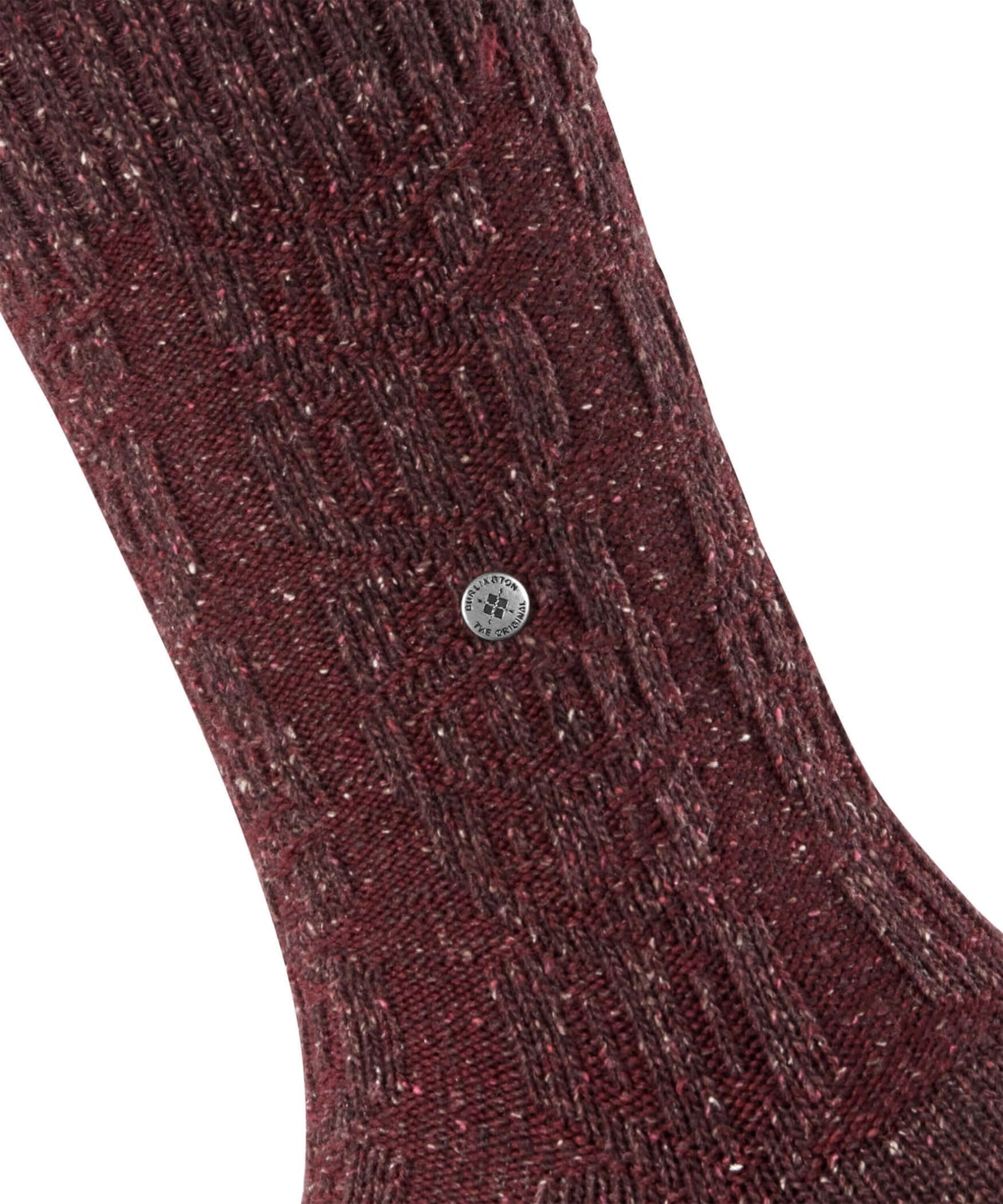 Burlington Kabel Tweed Boot Sokken Dames 27188 8546 winetasting met kabelpatroon en Burlington-clip.