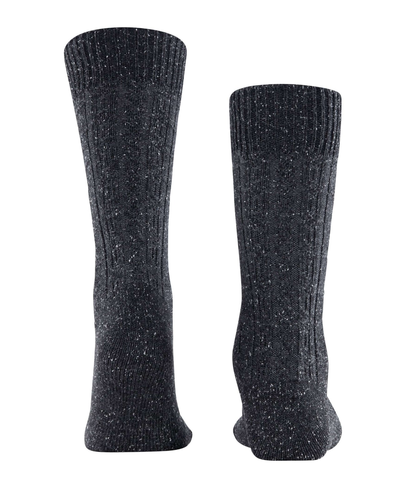Burlington Kabel Tweed Boot Sokken Heren 24752 3080 anthra.mel met kabelpatroon in zwart