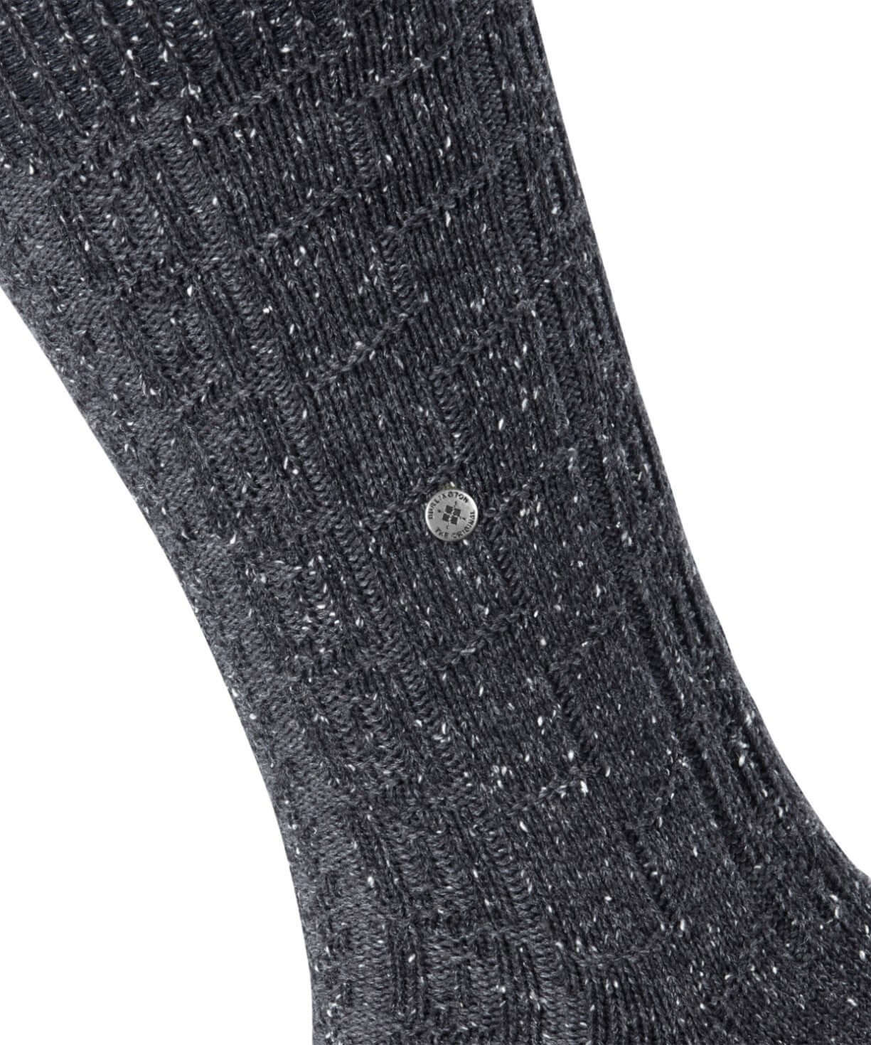 Burlington Kabel Tweed Boot Sokken Heren 24752 3080 anthra.mel met kabelpatroon en gemêleerd uiterlijk.
