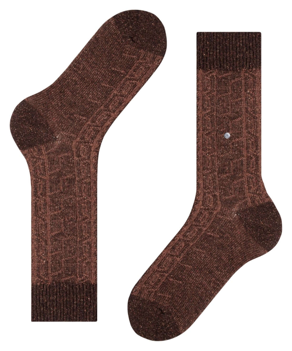 Burlington Kabel Tweed Boot Sokken Heren 24752 5880 autumn mel met klassiek kabelpatroon en warme wolmix
