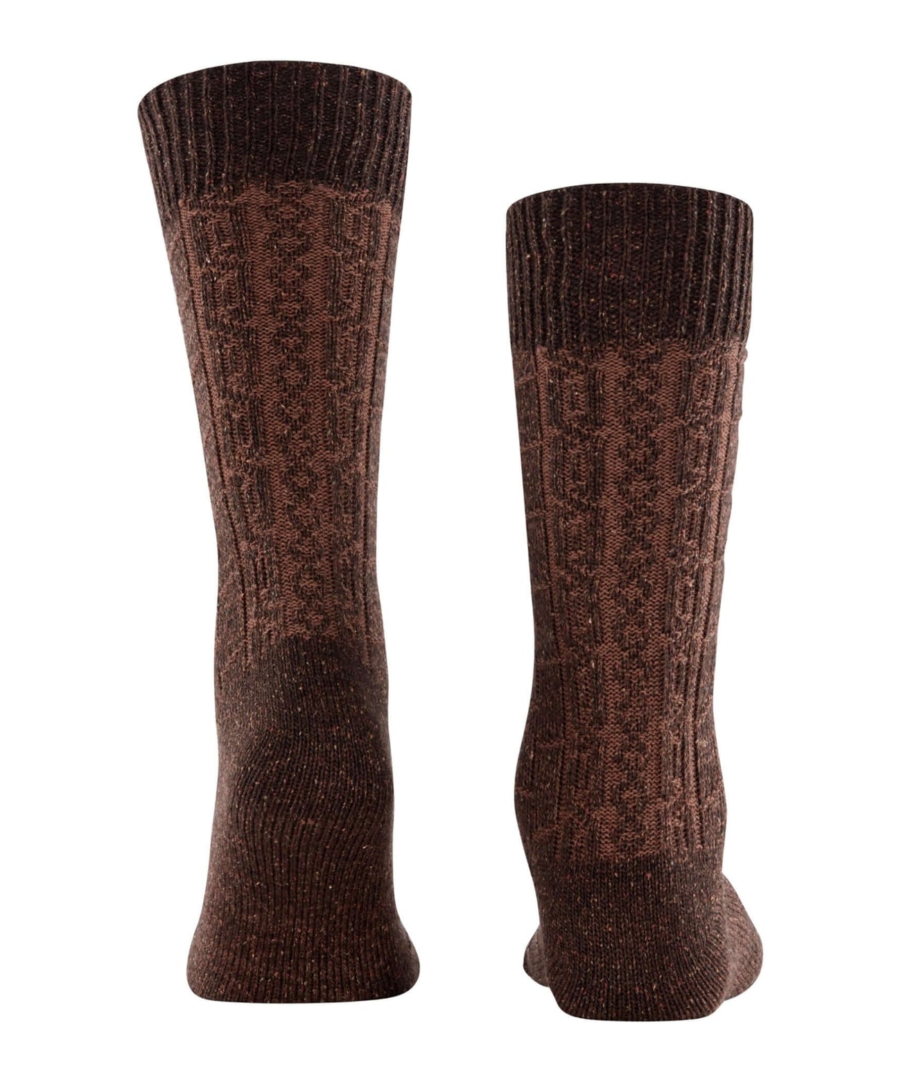 Burlington Kabel Tweed Boot Sokken Heren 24752 5880 autumn mel met kabelpatroon in bruin