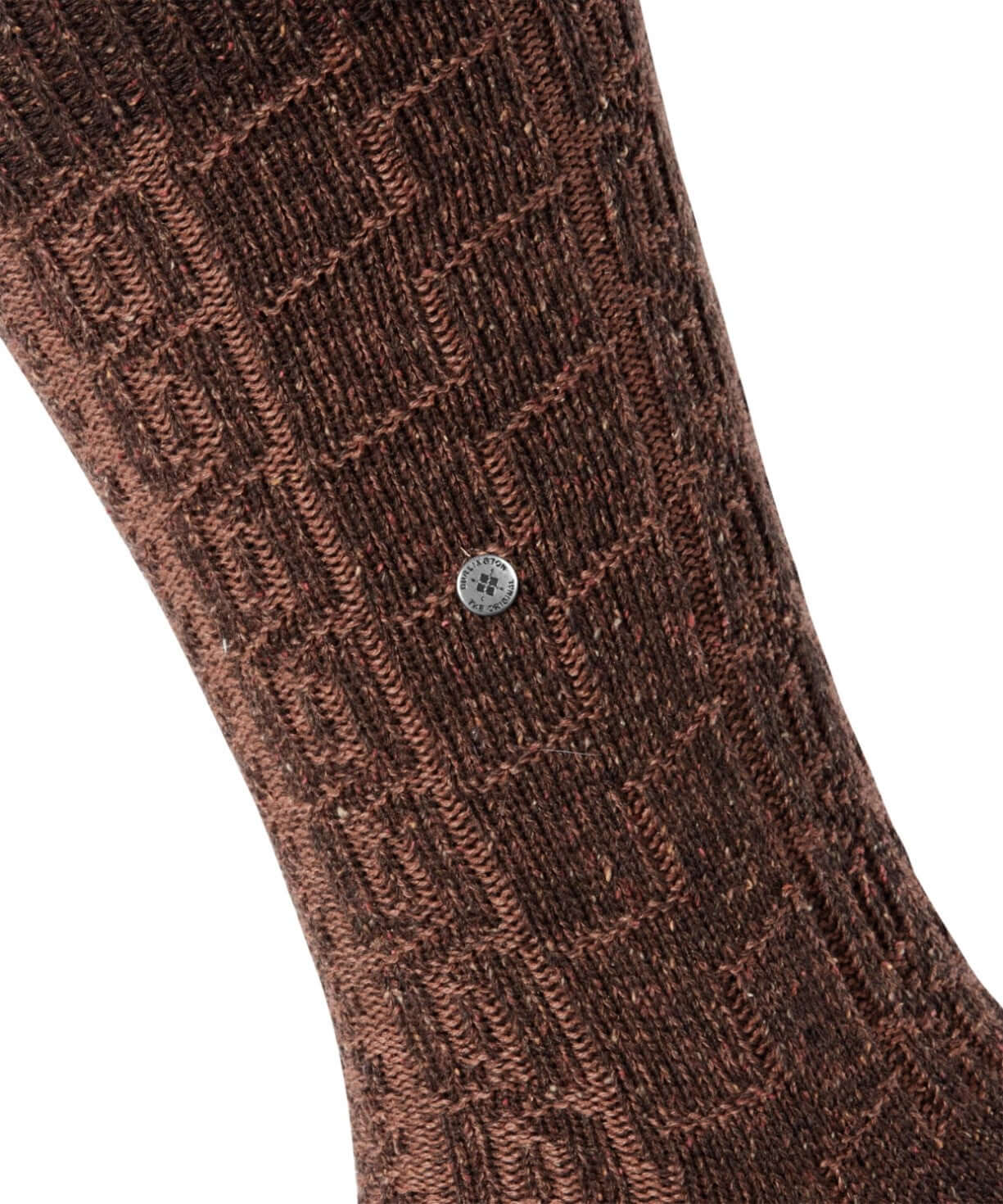 Burlington Kabel Tweed Boot Sokken Heren 24752 5880 autumn mel met kabelpatroon en Burlington-clip