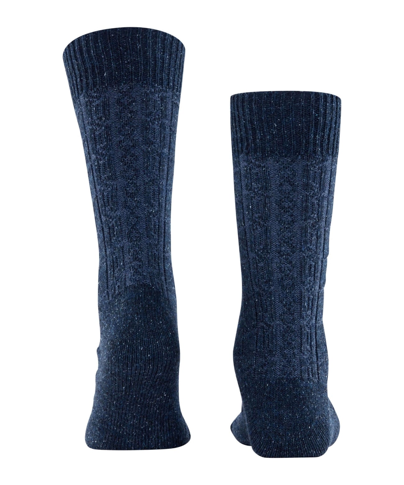 Burlington Kabel Tweed Boot Sokken Heren 24752 6127 navy mel met kabelpatroon en langere schacht