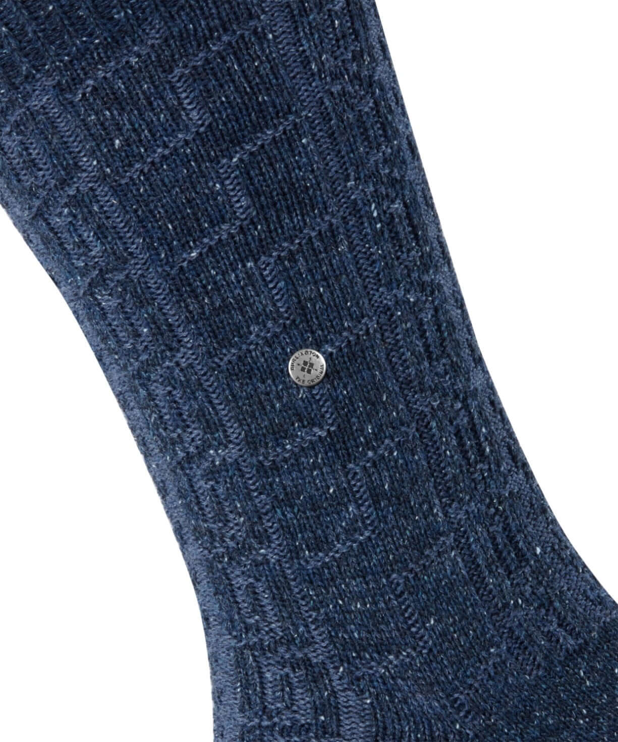 Burlington Kabel Tweed Boot Sokken Heren 24752 6127 navy mel met kabelpatroon en Burlington-clip