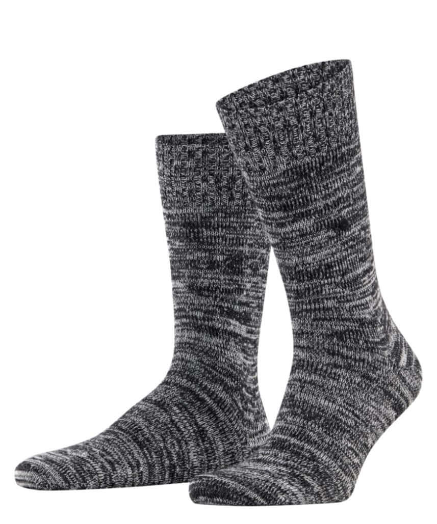 Burlington Knitting Hill Sokken Heren 24755 3000 black in gemêleerd zwart-wit ontwerp, heerlijk warm en comfortabel.