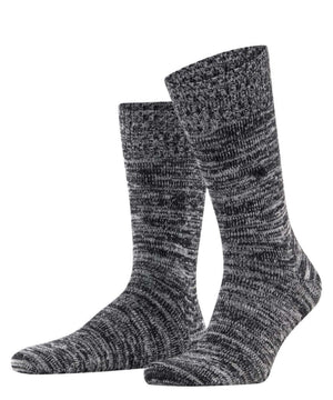 Burlington Knitting Hill Sokken Heren 24755 3000 black in gemêleerd zwart-wit ontwerp, heerlijk warm en comfortabel.