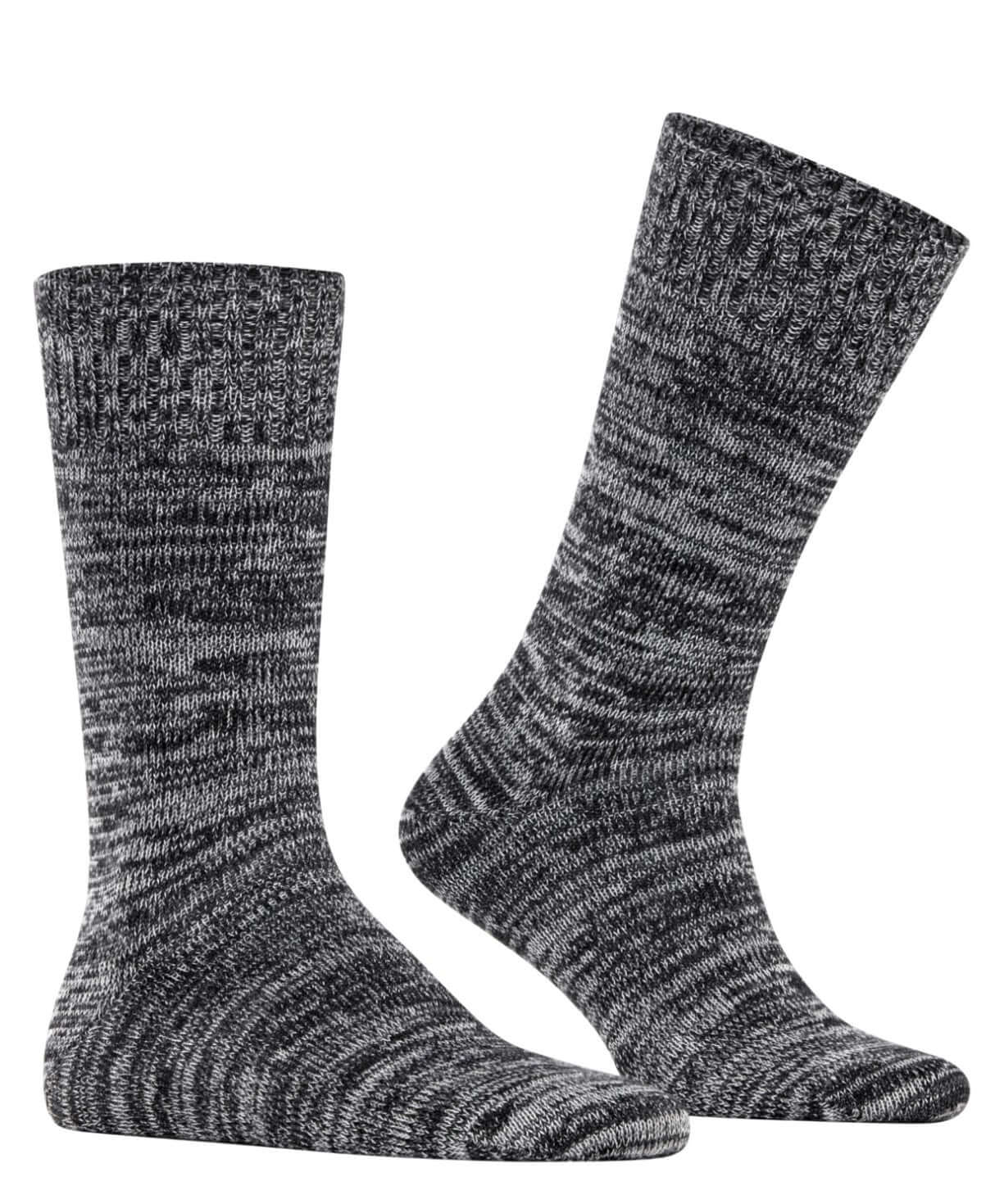 Burlington Knitting Hill Sokken Heren 24755 3000 black, gemêleerde wol-katoenmix sokken voor winterse uitstraling.