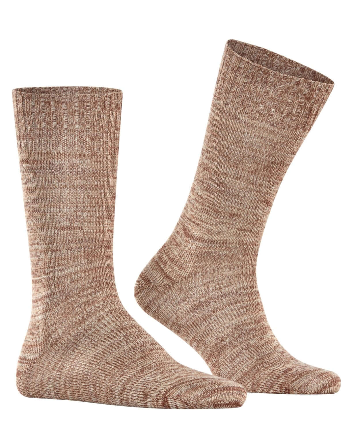 Burlington Knitting Hill Sokken Heren 24755 5042 caramel gemêleerde wol-katoenmix sokken met winterse uitstraling.