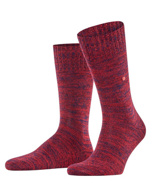 Burlington Knitting Hill Sokken Heren 24755 8435 claret, stoere gemêleerde sokken in wol-katoenmix.