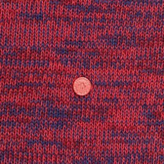 Burlington Knitting Hill Sokken Heren 24755 8435 claret, gebreid patroon met een gemêleerd rood en blauw design.