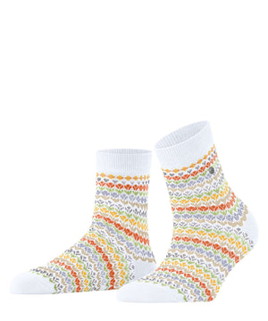 Burlington Korte sokken Coast Cottage Dames 27185 met kleurrijk bloemetjespatroon en Burlingtonclip, gemaakt van 70% katoen.