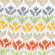 Detail van fair isle patroon op Burlington korte sokken, zomerse damessokken met bloemetjes, katoenmix, in kleuren beige, grijs, groen, geel en oranje.