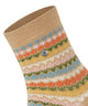 Burlington korte sokken met fair isle patroon in sesam kleur, bloemenmotief en iconische Burlingtonclip.