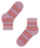 Burlington Korte sokken Coast Cottage dames, roze met Fair Isle patroon en Burlington-clip, 70% katoen, leuke zomerse sokjes.