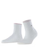 Burlington Lakeside Korte sokken Dames 27116 2000 white met smalle ribstructuur en roze randje.