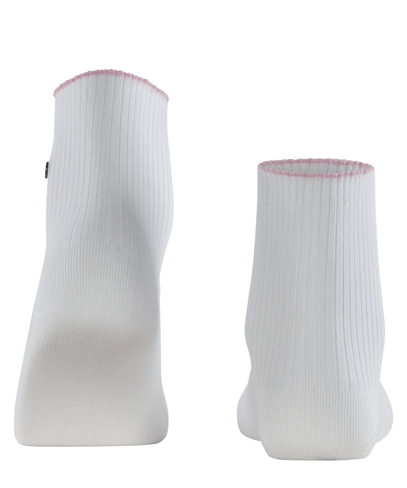 Burlington Lakeside Korte sokken Dames 27116 2000 white met smalle ribstructuur en roze randje