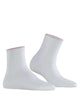 Burlington Lakeside Korte sokken Dames 27116 2000 white met smalle ribstructuur en roze randje.