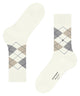 Burlington Manchester Sokken Heren 21088 2049 off-white met klassieke ruitpatroon in verschillende kleuren.