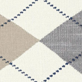 Burlington Manchester Sokken Heren 21088 2049 off-white met klassiek ruitpatroon in neutrale kleuren.