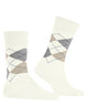 Burlington Manchester Sokken Heren 21088 2049 off-white, klassieke ruitsokken van gemerceriseerde biologische katoen.