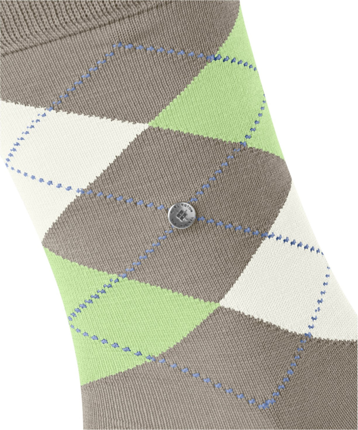 Burlington Manchester Sokken Heren 21088 4186 greige, klassieke ruitsokken in greige en groene kleuren.