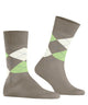 Burlington Manchester Sokken Heren 21088 4186 greige in klassieke ruitpatroon met groene accenten.