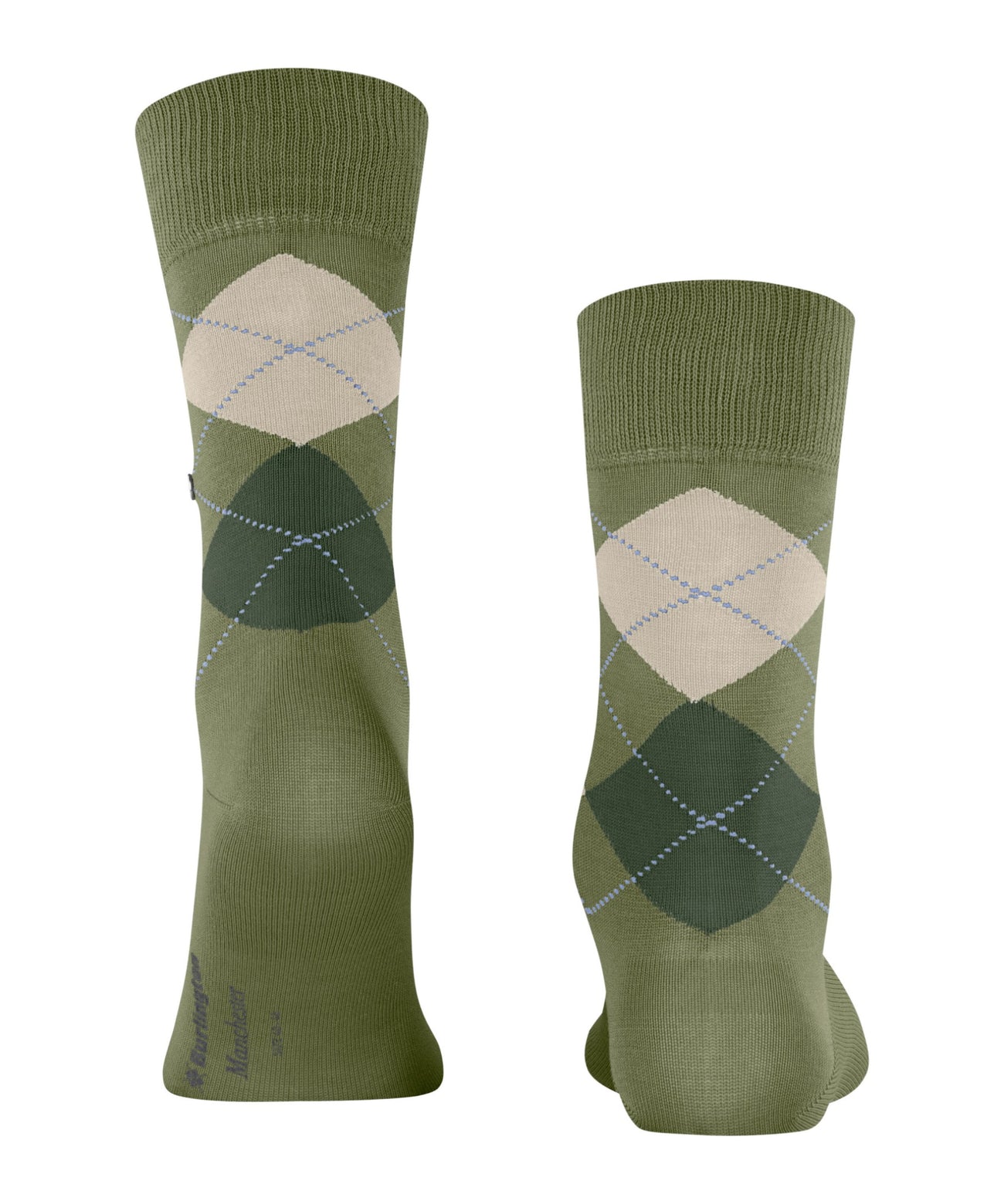 Burlington Manchester Sokken Heren 21088 7473 lime green klassieke ruitsokken van gemerceriseerd katoen.
