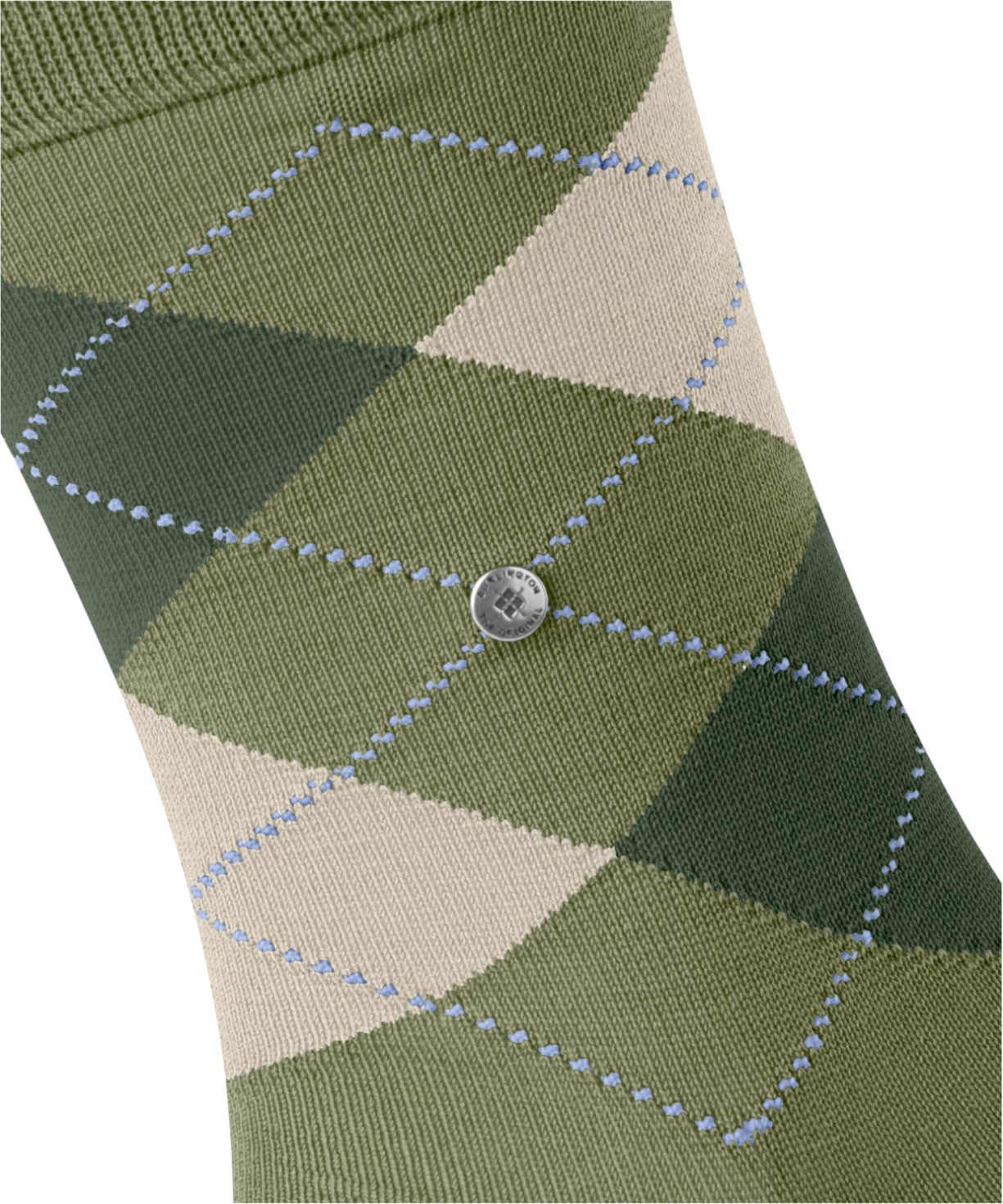 Burlington Manchester Sokken Heren 21088 7473 lime green met ruitpatroon en Burlington-clip.