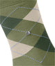 Burlington Manchester Sokken Heren 21088 7473 lime green met ruitpatroon en Burlington-clip.