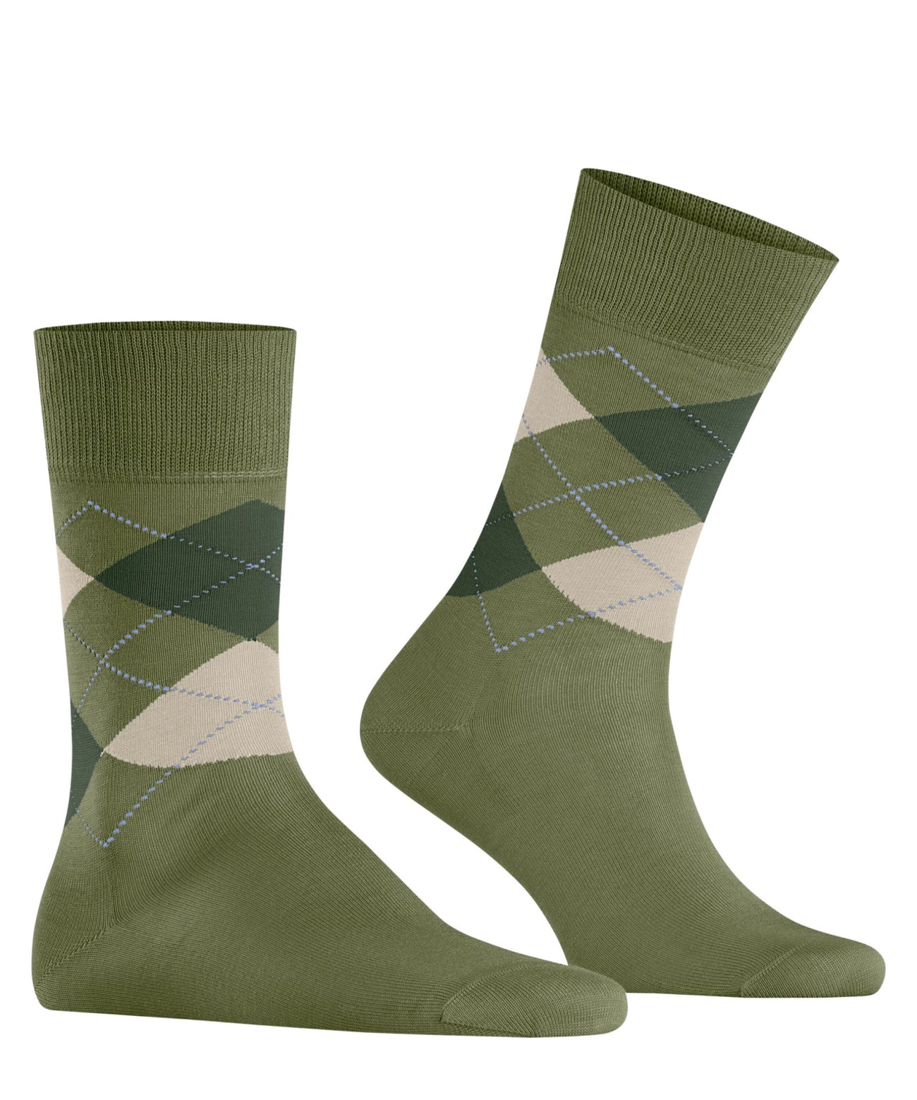 Burlington Manchester Sokken Heren 21088 7473 lime green met klassiek ruitpatroon en gemerceriseerde biologische katoen.